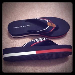 Ladies Tommy Hilfiger Wedge Flip Flops Size 6
